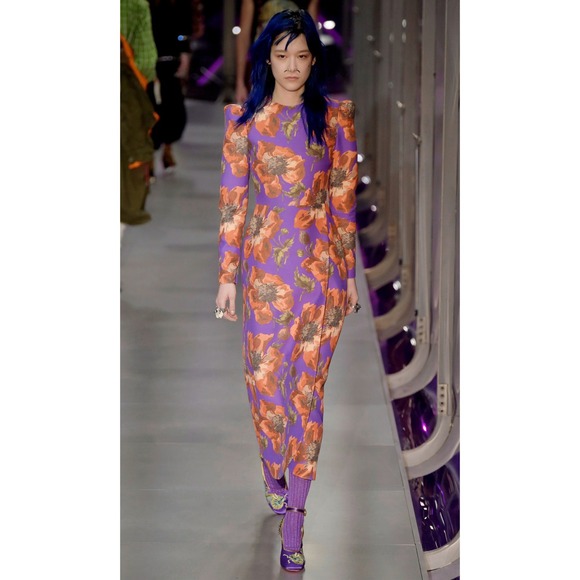 Gucci Purple Dragon Embroidered Mary Jane Heels Spiked Block Crystal 37 FW 2017 - Picture 2 of 12